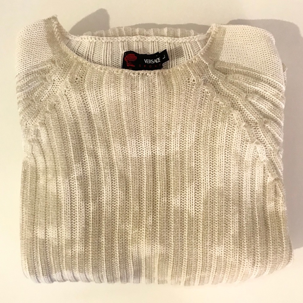 Authentic  Versace 2 Tone Abstract Knit Sweater